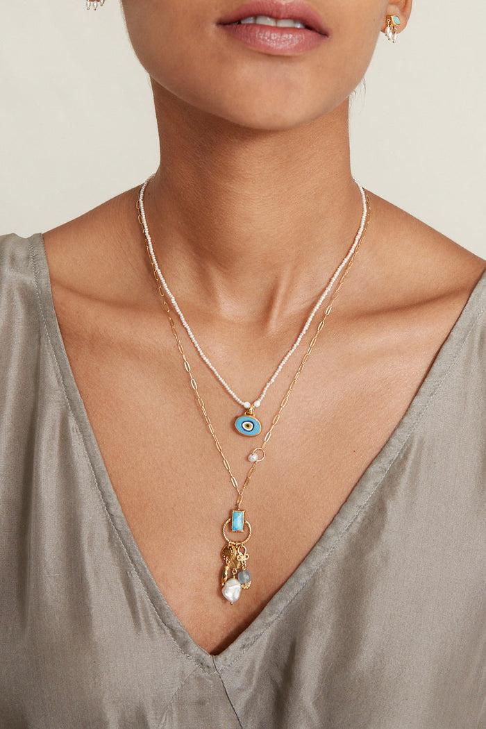 Chan Luu Halo Charm Necklace Turquoise Mix Necklaces