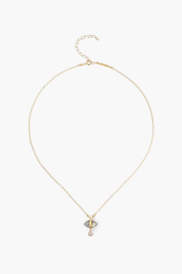 Chan Luu Labradorite Evil Eye And Sliced Diamond Charm Necklace Necklaces