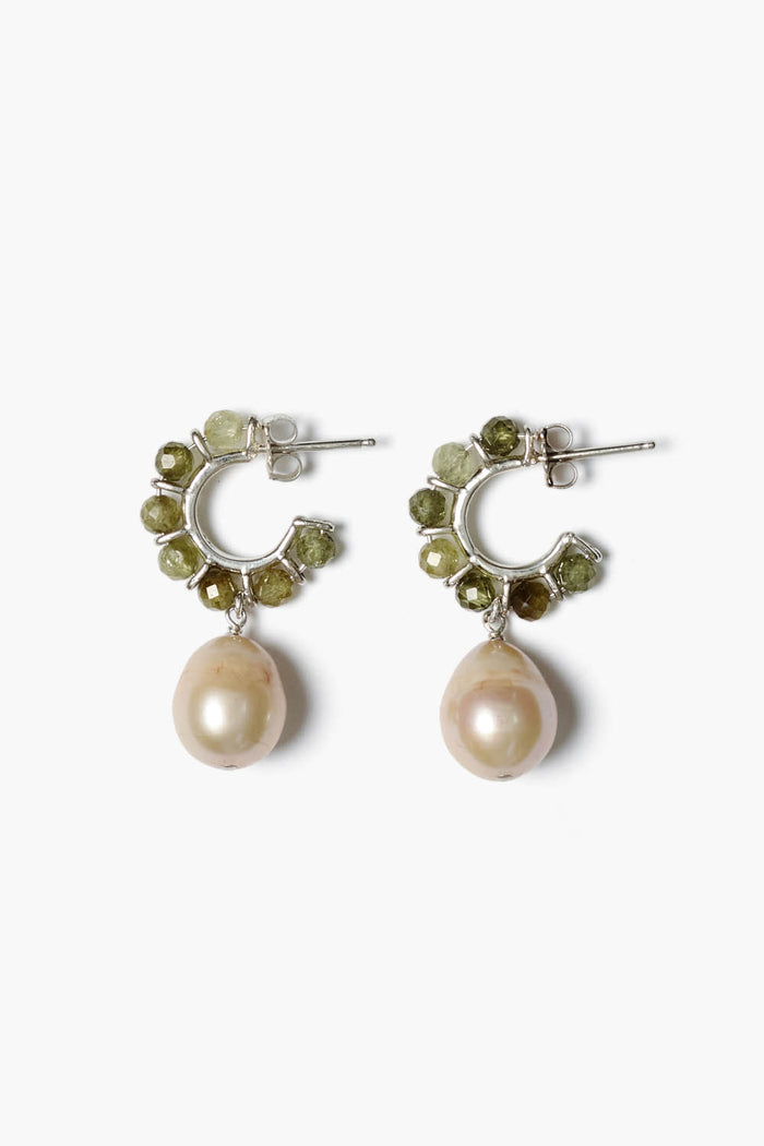 chan luu Maiden Hoop Earrings Green Garnet Earrings
