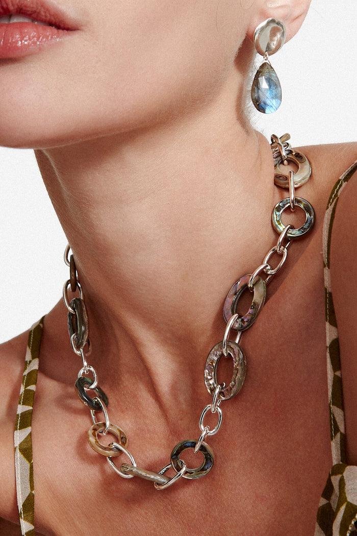 Chan Luu Mariner Chain Link Necklace Abalone Silver Necklaces