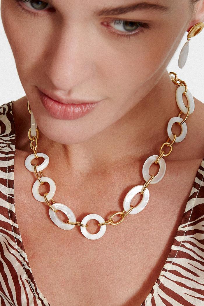 Chan Luu Mariner Chain Link Necklace White MOP Necklaces