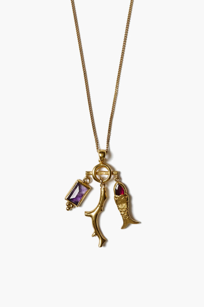 chan luu Mini Koi Charm Necklace Gold Mix Necklaces