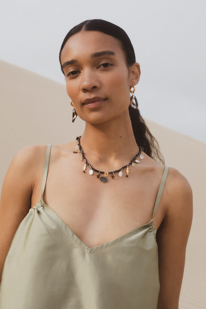 Chan Luu Nautilus Charm Necklace Black Mix Necklaces