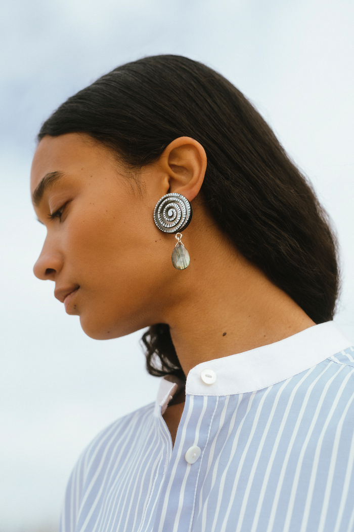 Chan Luu Nautilus Clip-On Earrings Black MOP Earrings