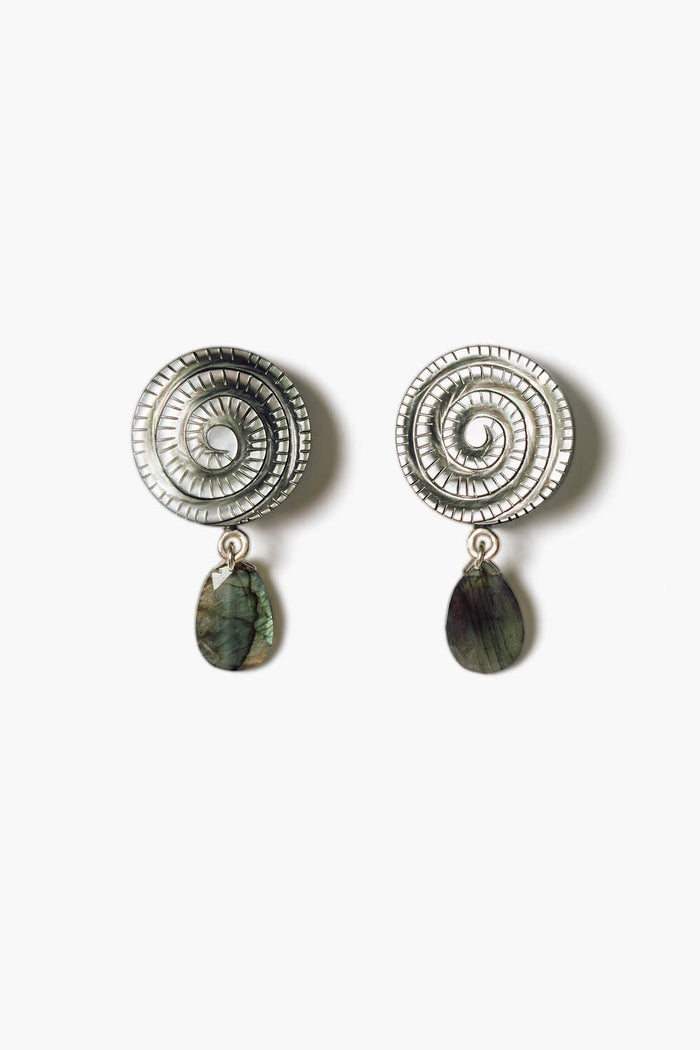 chan luu Nautilus Clip-On Earrings Black MOP Earrings