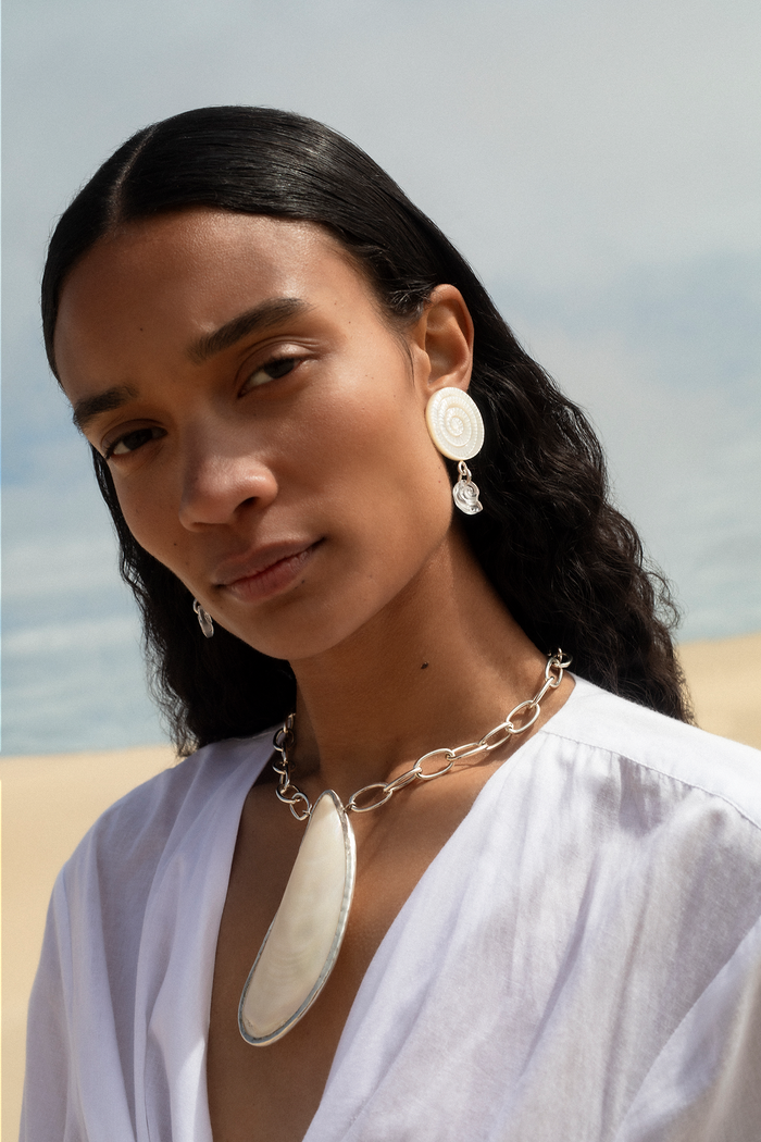 Chan Luu Nautilus Clip-On Earrings White MOP Earrings