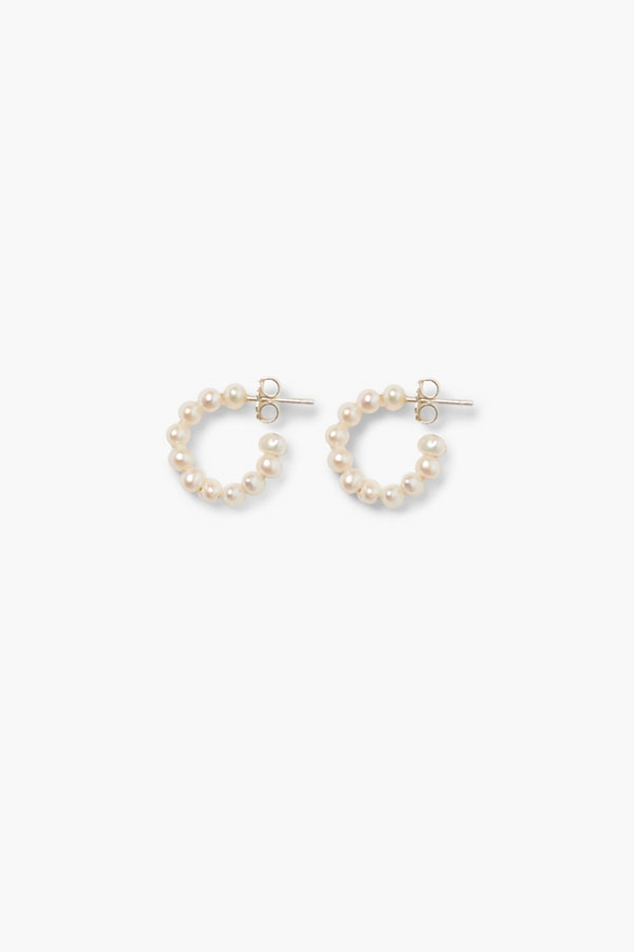 chan luu Petite White Pearl Holly Hoop Earrings Earrings