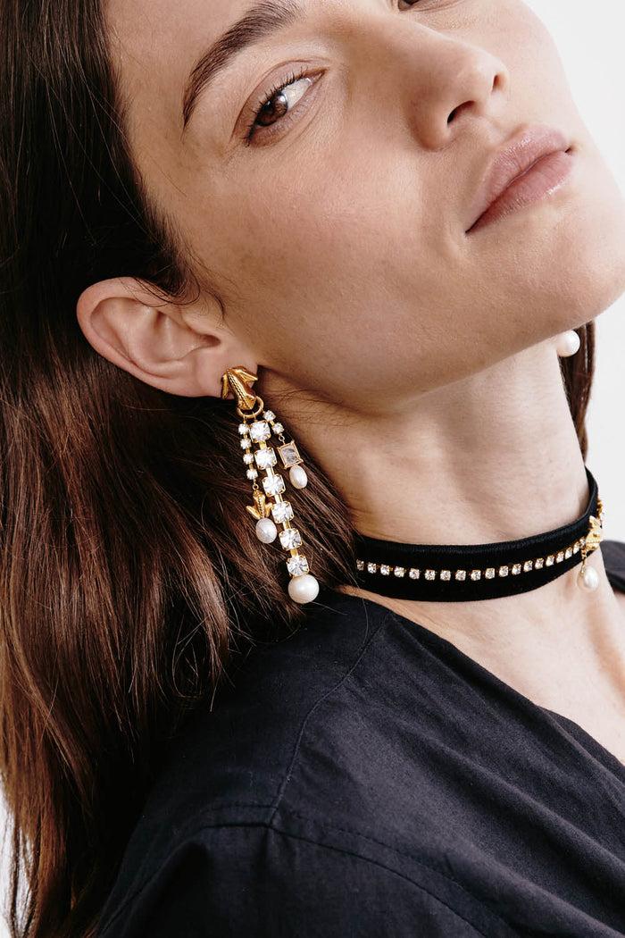 Chan Luu Pippa Cascade Earrings White Pearl Earrings