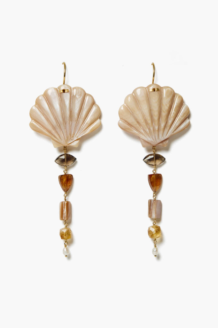 chan luu Scallop Drop Earrings Natural Mix Earrings