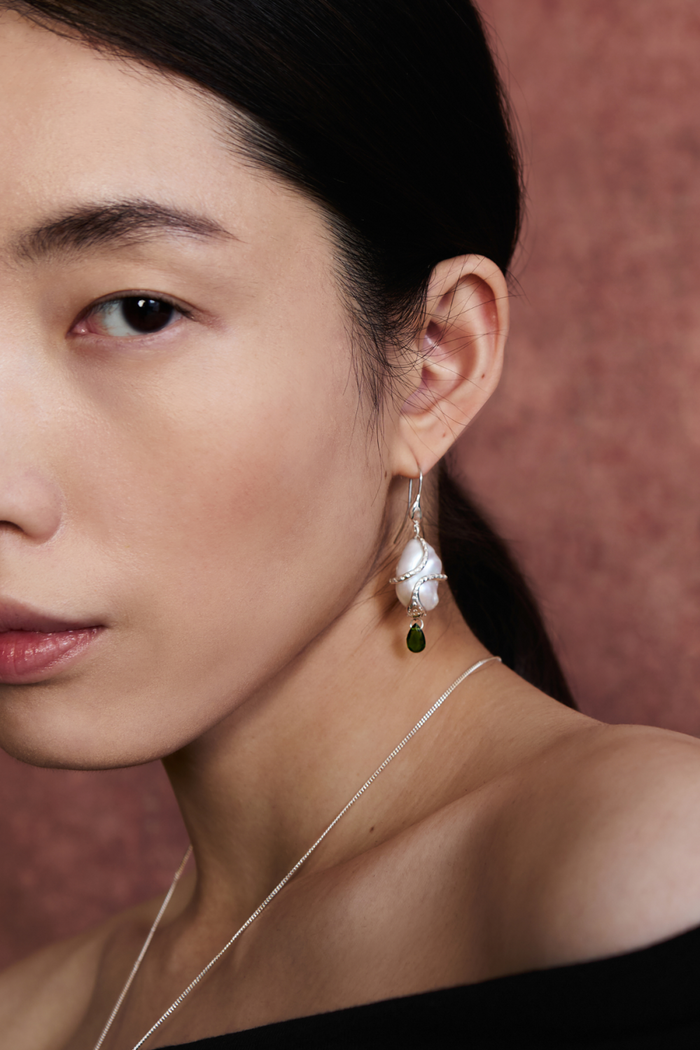 Chan Luu Serpent Drop Earrings White Pearl Earrings