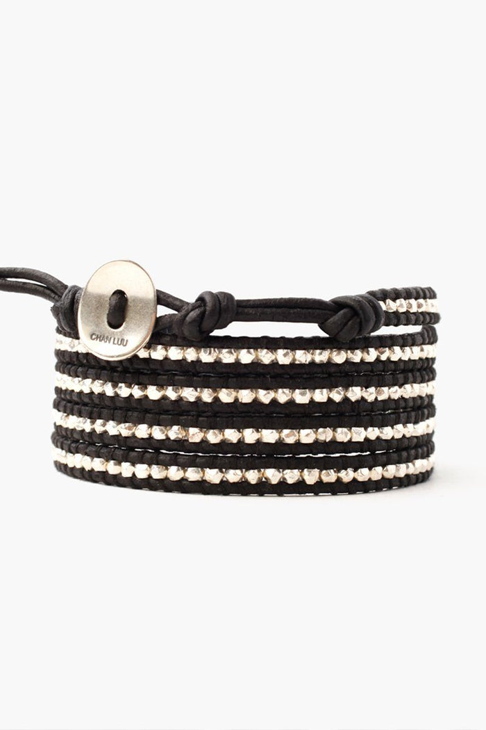 Chan Luu Sterling Silver Wrap Bracelet Black Bracelets