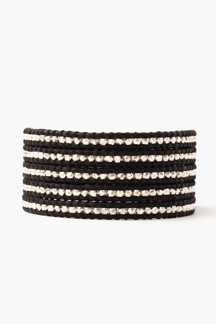 chan luu Sterling Silver Wrap Bracelet Black Bracelets
