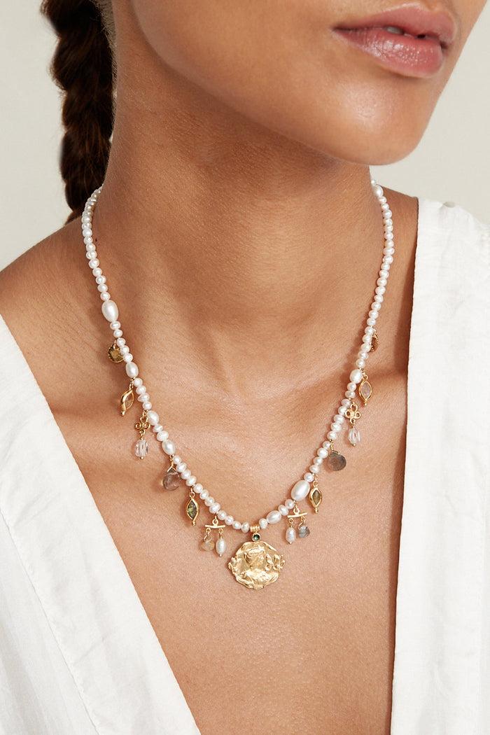 Chan Luu Suri Charm Necklace White Pearl Mix Necklaces