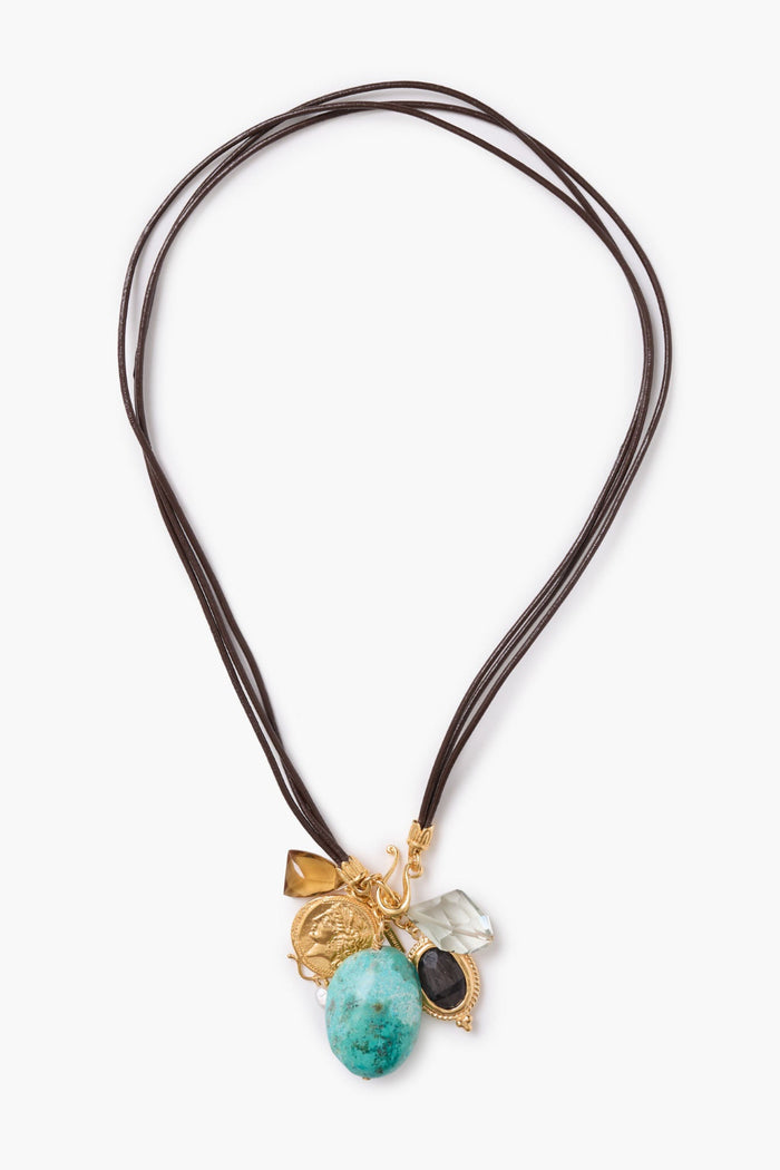 chan luu Traveler Leather Charm Necklace Turquoise Necklaces