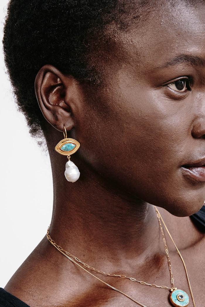 Chan Luu Twist Evil Eye Earrings Turquoise Earrings