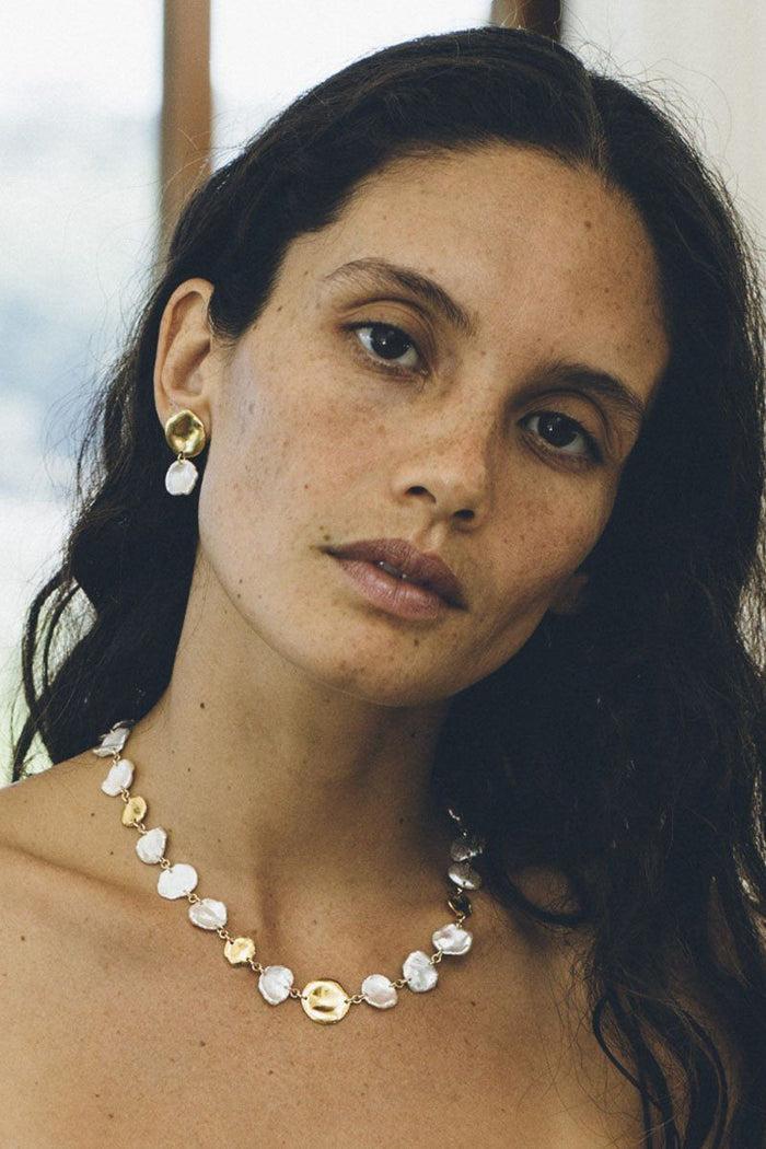 Chan Luu Two Tiered White Keshi Pearl Earrings Earrings