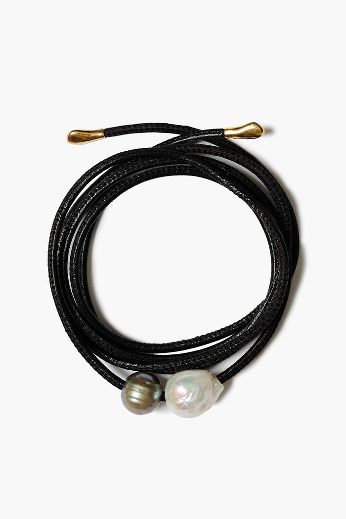 chan luu Vanya Leather Wrap Bracelet Black Bracelets