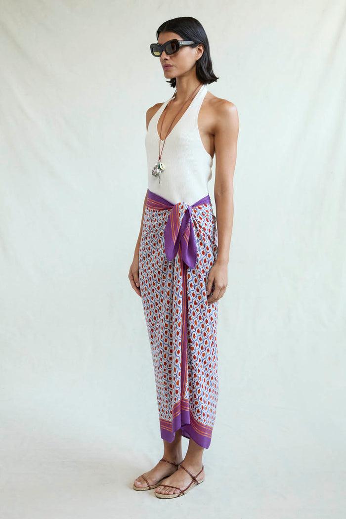 Chan Luu Watercolor Tile Print Silk Sarong Dhalia RTW