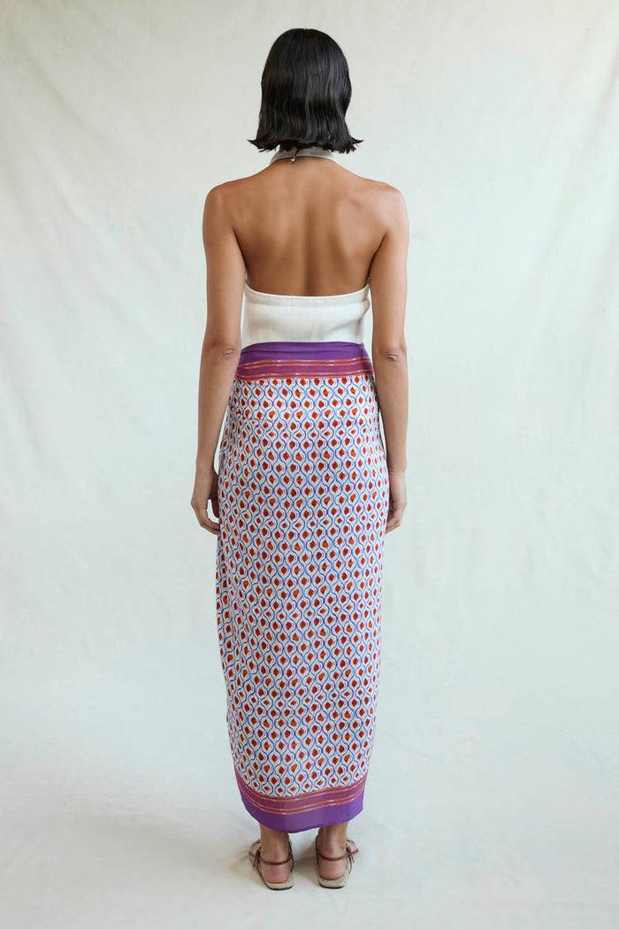 Chan Luu Watercolor Tile Print Silk Sarong Dhalia RTW