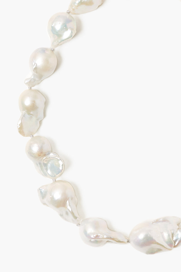 Chan Luu White Baroque Pearl Collar Necklace Necklaces