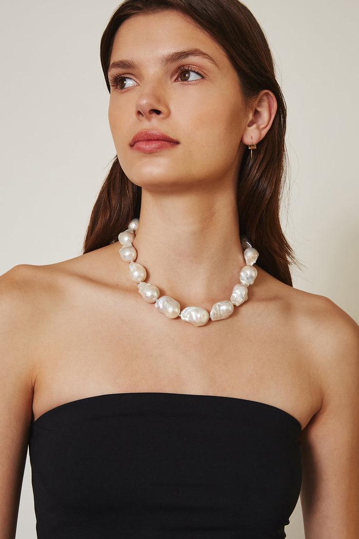 Chan Luu White Baroque Pearl Collar Necklace Necklaces