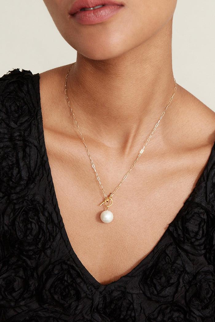 Chan Luu White Freshwater Pearl Toggle Necklace Necklaces