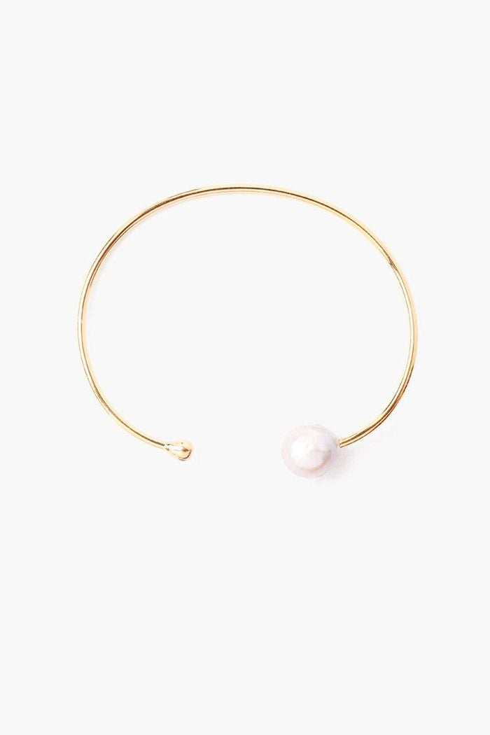 Chan Luu White Pearl And Gold Diamond Cuff Bracelets