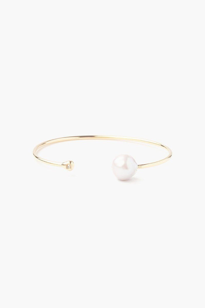 chan luu White Pearl and Gold Diamond Cuff Bracelets