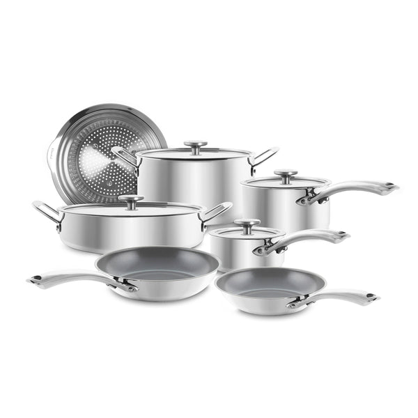 chantal 3.Clad 11 Piece Cookware Set with Pasta/Steamer Insert