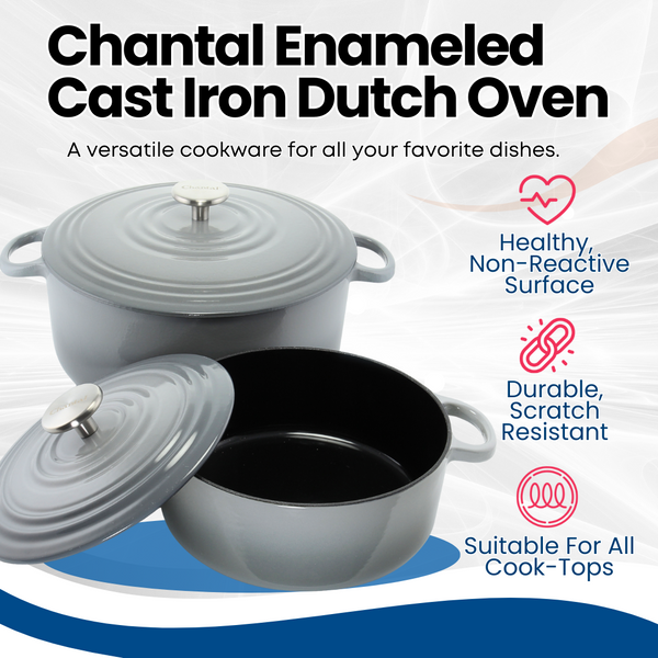 Chantal 4 PC Cast Iron Iron Dutch Oven Saute Skillet Set