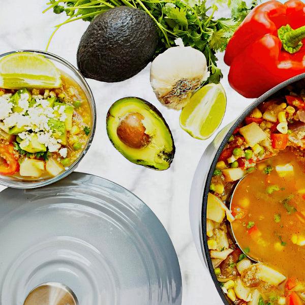 Chantal 4 PC Cast Iron Iron Dutch Oven Saute Skillet Set