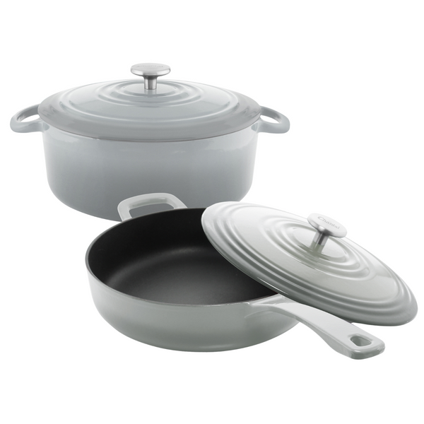 chantal 4 PC Cast Iron Iron Dutch Oven Saute Skillet Set