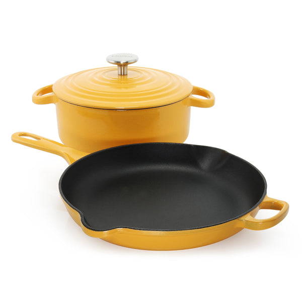 chantal Cast Iron 3 Piece Skillet and Dutch Oven Set (3 Pc)