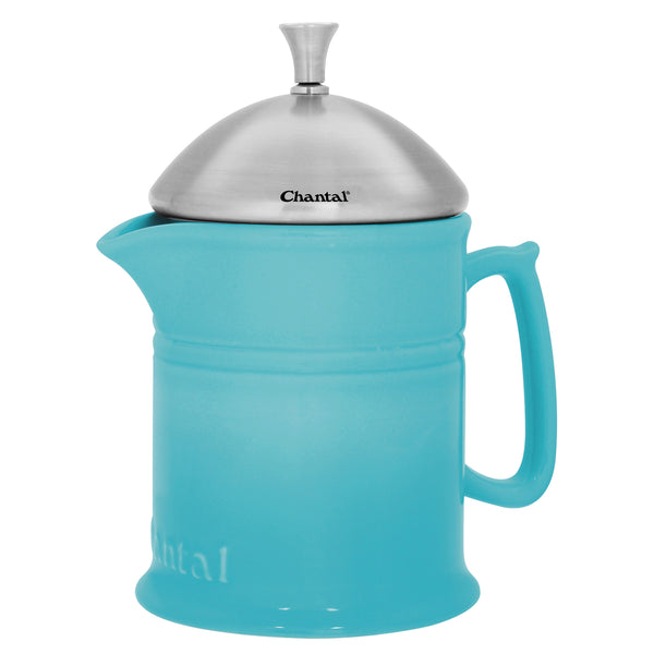 Chantal Ceramic French Press (16oz) With Stainless Steel Plunger Screen & Lid