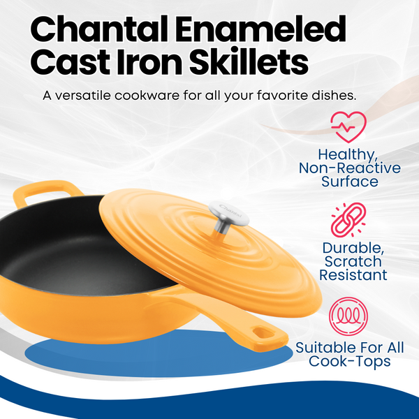 Chantal Cast Iron Saute Pan Skillet With Lid (4 Qt.)