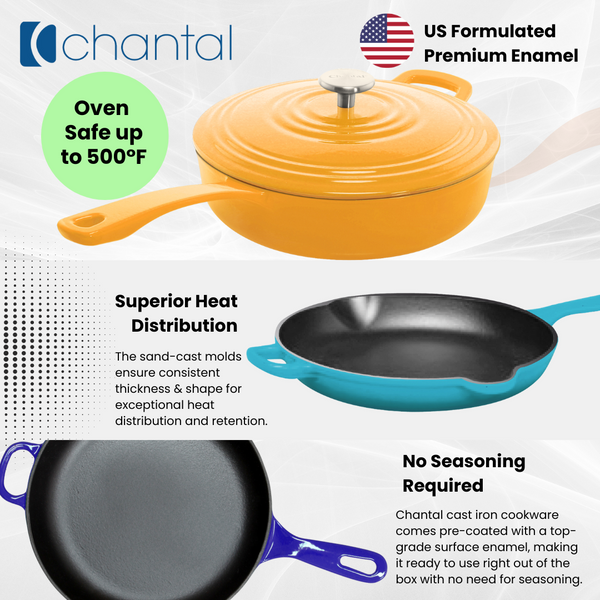 Chantal Cast Iron Saute Pan Skillet With Lid (4 Qt.)