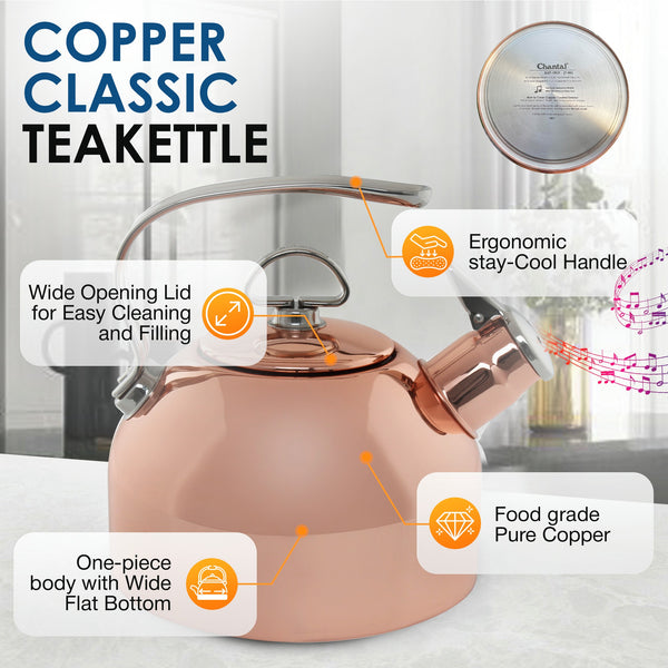Chantal Copper Classic Teakettle (1.8 Qt.)