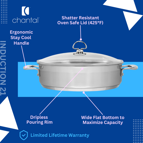 Chantal Induction 21 Steel Sauteuse With Lid (5 Qt.)