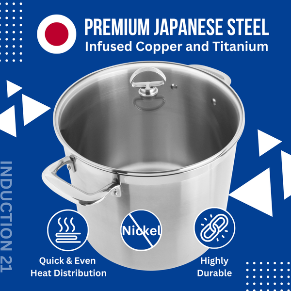 Chantal Induction 21 Steel Stockpot With Lid (12 Qt.)
