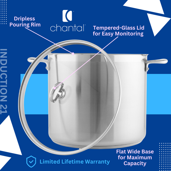 Chantal Induction 21 Steel Stockpot With Lid (12 Qt.)