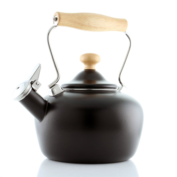 chantal Enamel-on-Steel Carinawood Teakettle (1.8 Qt) Matte Black