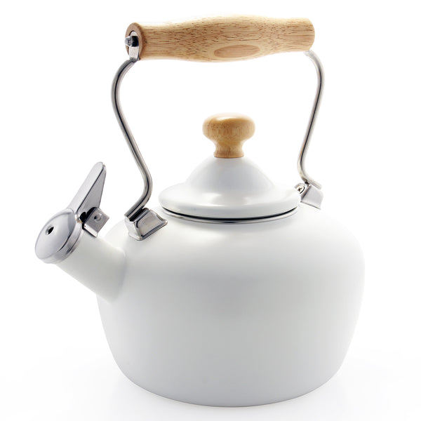 chantal Enamel-on-Steel Matte White Carinawood Teakettle (1.8 Qt)