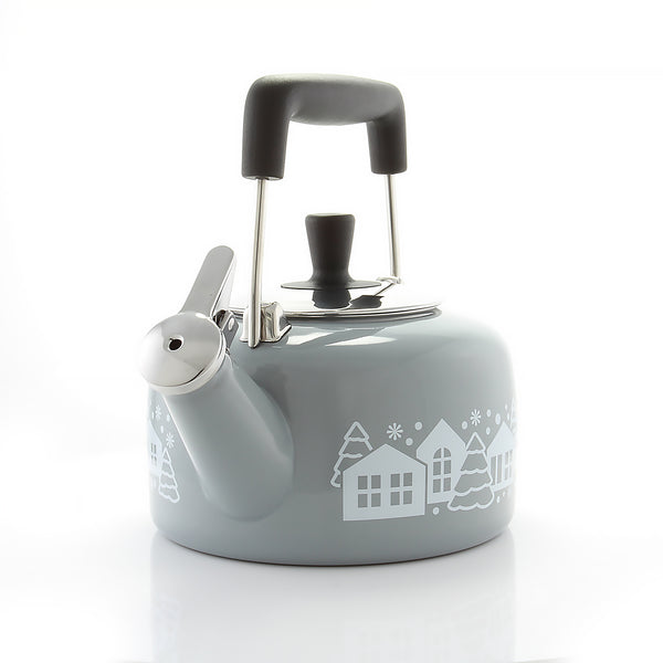 Chantal Enamel-on-Steel Mountain Village Teakettle (1.4 Qt.) Fog Grey