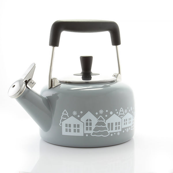 Chantal Enamel-on-Steel Mountain Village Teakettle (1.4 Qt.) Fog Grey