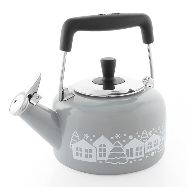chantal Enamel-on-Steel Mountain Village Teakettle (1.4 Qt.) Fog Grey