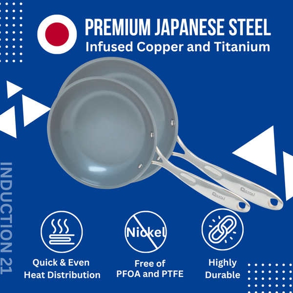 Chantal Induction 21 Steel 8" And 10" Fry Pan Pack With Ceramic Coating (2 Pc.)