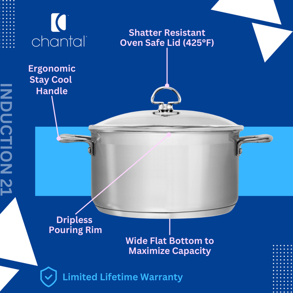 Chantal Induction 21 Steel Cookware Set & Steamer/Pasta Insert (8 Pc.)