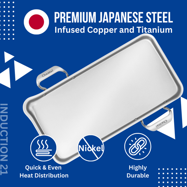 Chantal Induction 21 Steel Heavy-Gauge Tri-ply Griddle (19 In. X 9.5 In.)