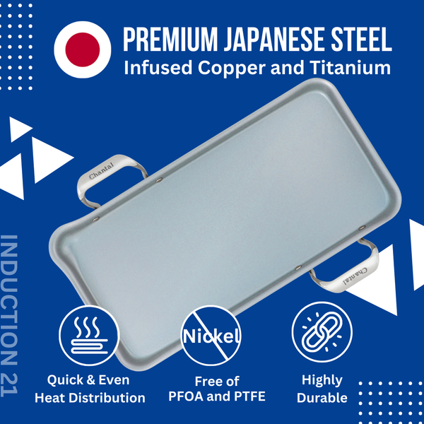 Chantal Induction 21 Steel Heavy-Gauge Tri-ply Griddle With Nonstick Coating (19 In. X 9.5 In.)