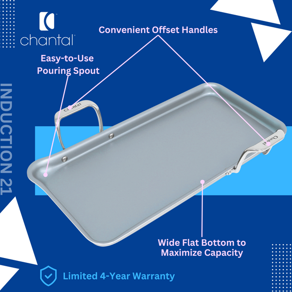 Chantal Induction 21 Steel Heavy-Gauge Tri-ply Griddle With Nonstick Coating (19 In. X 9.5 In.)